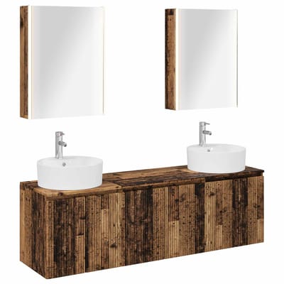 vidaXL - Badkamerkast - set - 5 - st - Oud - hout - Bewerkt - hout