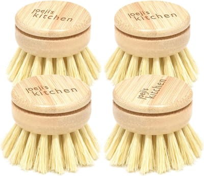 Thijox - Afwasborstel Set van 4 - Krasvrije Houten Eco-afwasborstels met Bamboehandvat en Sisalvezelharen - Duurzaam en Plasticvrij voor Keuken, Badka
