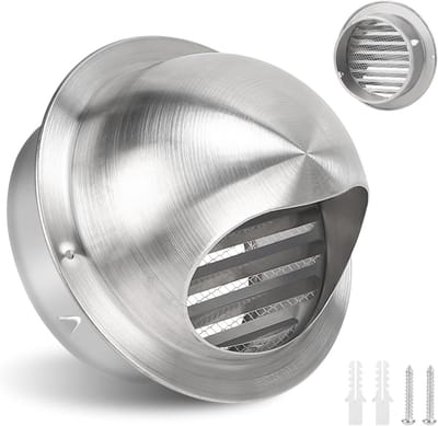 Rond ventilatierooster 150 mm roestvrij staal met terugslagklep en insectenhor