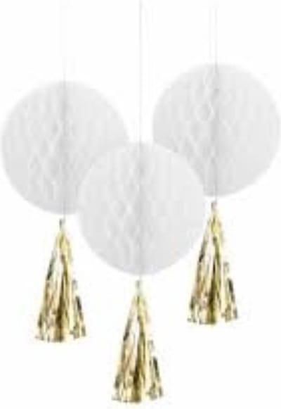Honeycomb decoratie rond met tassel