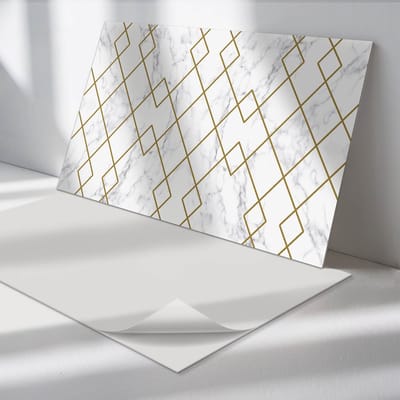 Wallfluent Vinyl Wandpaneel - Geometrische patronen op de achtergrond PVC Muurpaneel - 100 cm x 50 cm - Wit PVC wandpaneel - 1 stuk - Rechthoekig Wandbekleding Vinyl - Texturen Wandpaneel - Zelfklevende Wandbekleding - Wandpaneel Keuken en Badkamer