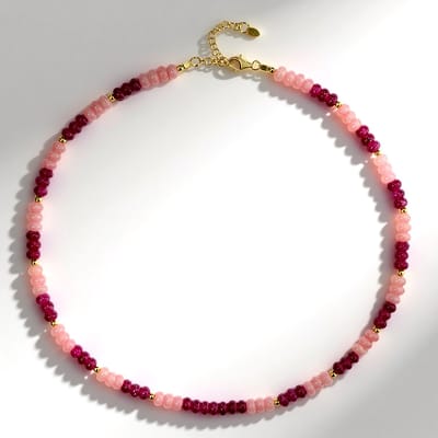 Cavill - Zilveren Halsketting - 925 Sterling Zilver Verguld - Braziliaanse Kers 106,6 ct - Roze Kwartskristallen - Elegant 45 cm