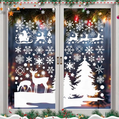 Dailygoods- Raamstickers Sneeuwvlokken - 209 Stuks - Dubbelzijdige Decoratie - Herbruikbaar - Zelfklevend - 9 Vellen (30 x 20 cm) - Raamdecoratie