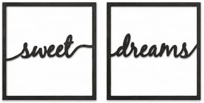 Houten wanddecoratie - Wooden wall decoration | Sweet dreams kader 80 x 40cm Frame | Zwart - Black | Muurdecoratie - Wall art - Wandfiguur - Babykamer - Kids - Deco