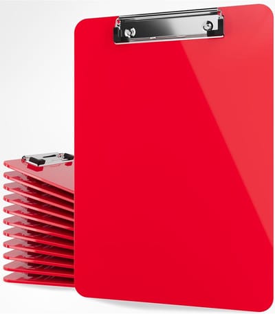 Klemborden Set - Opbergborden Clips - Papier Organiseren - Acryl Kunststof - 12 stuks - Rood
