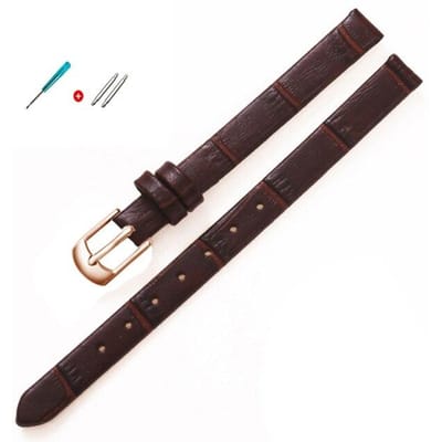 8mm 10mm Dames Meisjes Slanke Lederen Band Kwaliteit Horloge Accessoires Riem Slub Horlogeband Rose Gouden Pin Gesp 14mm gray