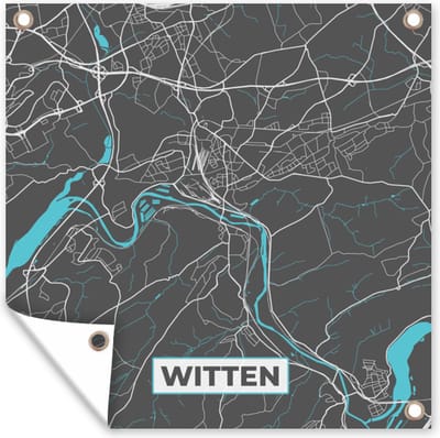 Tuin poster Blauw – Duitsland – Plattegrond – Stadskaart – Kaart – Witten - 200x200 cm - Tuindoek