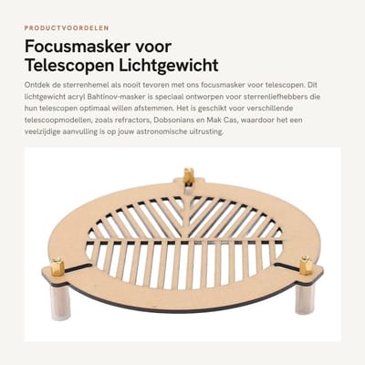 Dailygoods- Focusmasker Lichtgewicht Acryl - Telescoop Visgraatplaat - Geschikt voor Buisdiameter 80-110 Mm - 3 Schroefhulzen - Antislip Siliconen Hoes - Duurzaam Materiaal - Telescoopaccessoire