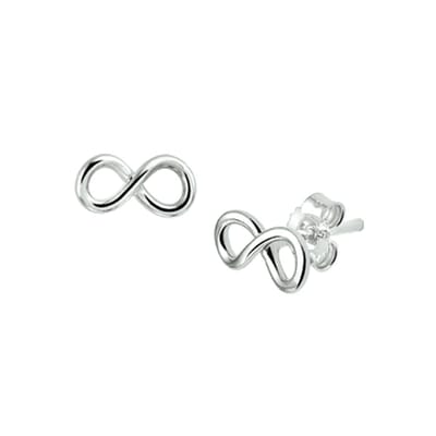 Huiscollectie Oorknoppen Infinity Zilver Gerhodineerd Glanzend 9 mm x 4.5 mm