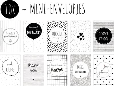 10x Minikaartjes + Mini-envelopjes | CUTE LITTLE CARDS | set kleine kaartjes met kraft enveloppen
