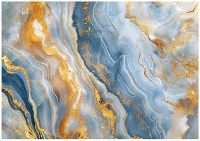 WALLARENA - Fotobehang - 300x210 cm - marmer blauw goud glamour voor slaapkamer en salon