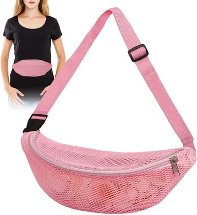 Strandtassen van mesh - Speelgoedopbergtas - Strandverzamelingen - Verstelbare riemen - 346 cm - Roze