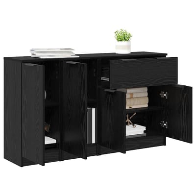 vidaXL - Dressoir - 3 - st - Zwart - eiken - 69,5 - x - 34 - x - 180 - cm - Bewerkt - hout
