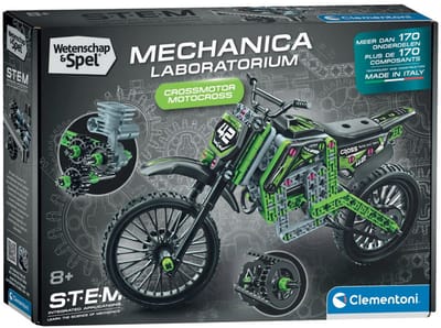 Clementoni Crossmotor - Motor Bouwpakket met Ruim 180 Onderdelen - Aandrijfketting en Zuigers - STEM Speelgoed - Wetenschap en Spel voor Kinderen