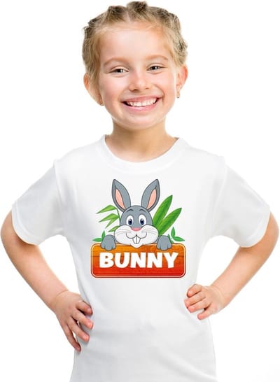 Bunny het konijn t-shirt wit voor kinderen - unisex - konijnen shirt - kinderkleding / kleding 110/116