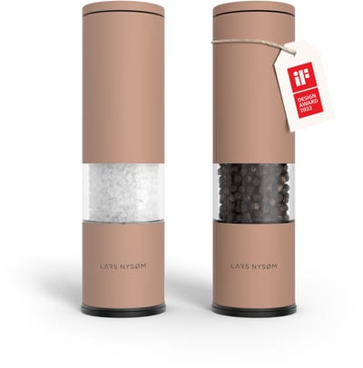 LARS NYSØM Lagom - Zout en Pepermolen Set (2 stuks) - Keramisch maalwerk met Instelbare Maalgraad - Roestvrijstaalen Zoutmolen Pepermolen (Blush Rose)