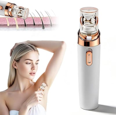 Epilator, felroze, draagbaar, nano-ontharingsgum voor dames en heren (druppelvorm)Gezichtshaarverwijderaar voor Vrouwen, Draagbaar Oplaadbare Ontharingsapparaat voor Dames met Ledlicht