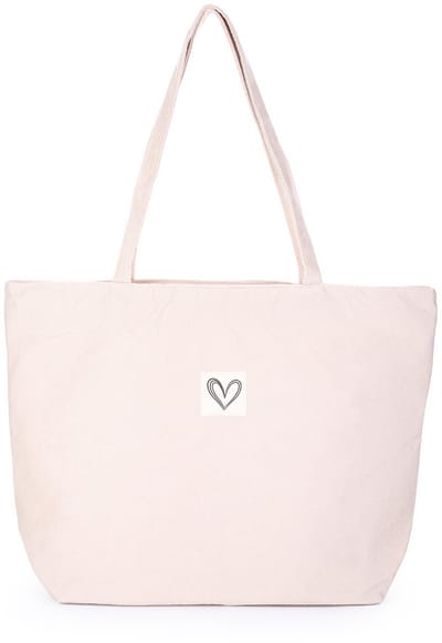 Shopper tas - Trendy draagtas - Corduroy - Beige - Rits - Handvaten