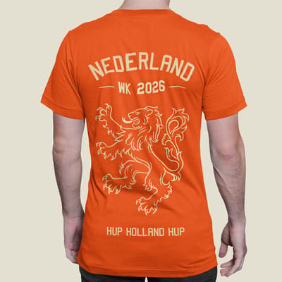 Oranje T-Shirt Nederland WK 2026 Leeuw – Hup Holland Hup Backprint XS