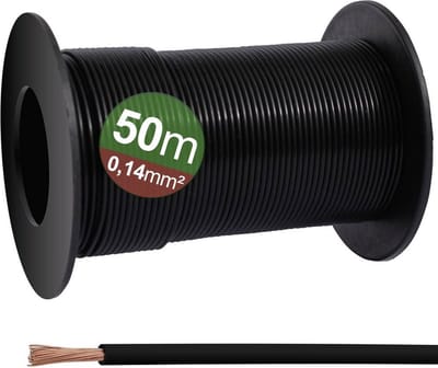 Quadrios 23CW021 Enkele ader 0.14 mm² Zwart 50 m