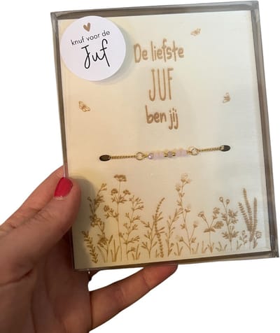 Armband JUF | roze | cadeau | liefste juf | de liefste ben jij | einde schooljaar | topjuf | origineel cadeau