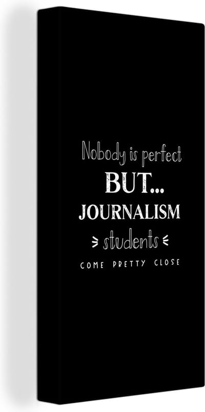 Canvas Schilderij Journalistiek - Media - Quotes - Zwart wit - Student - 20x40 cm - Wanddecoratie