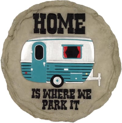Camper Stapsteen - Tuindecoratie Steen - Tuin Decoreren - Handgeschilderd Design - 25 cm Diameter - Meerdere Kleuren