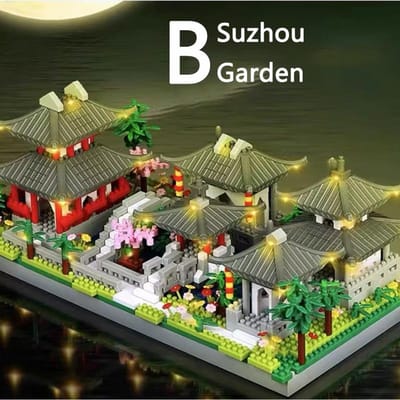 DOE-HET-ZELF Mini Bouwstenen Tijdloos & Beroemd Chinese Traditionele Tuin Suzhou Stadsgezicht Stenen Ideaal Voor Speelgoed Voor Volwassenen gray