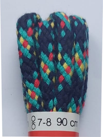 Ronilux Veter - Zwart/Groen/Rood/Geel - Meerkleurig - Rond - Koord Veters - Lengte 90 cm - Dikte 5 mm - Schoenveter