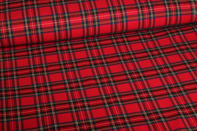 Schotse ruit 2 stretch rood 3 meter