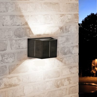 Solar wandlamp buiten 'Ebbe' - Up down light - IP54 - 70 lumen - Warm wit licht (2700K) - Tuinverlichting op zonne-energie - Zwart