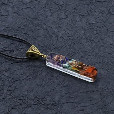 Hanger - Retro - Orgoniet kristal - Natuursteen - Meerkleurige Chakra - 60x10mm schoon