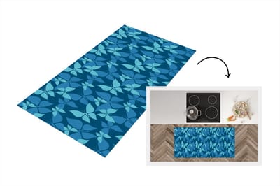 Keukenloper - Loper keuken - Vlinders - Patronen - Blauw - 120x60 cm - Keukenloper vinyl