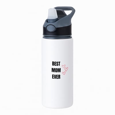 Hacebo® - Best Mom Ever waterfles met rietje zwart - Moeder - Mama - Moederdag - cadeau - verjaardag - Oma - water fles - 650ML