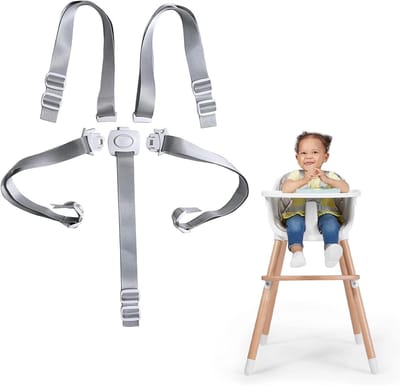 1 Kinderstoelharnas - Verstelbaar 5-punts babyharnas - Vervangende kinderstoelriemen - Universele kinderstoelriem - Werkt met kinderwagens, draagzakken, kinderwagens, autostoeltjes voor peuters en babyveiligheidsgordels