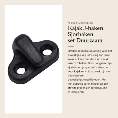 Dailygoods- J-haken Set van 4 - Duurzame Sjorhaken - Nylon Kajak Haken - J-vorm Haken - Platte Kopschroeven - Geschikt voor Bungee/Touw tot 3/8 inch