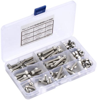 Dailygoods- Zeskantschroeven Set - 90 Stuks - Roestvrij Staal - Transparante Opbergkoffer - 6 Maten - Ideaal voor Professionals - Schroeven