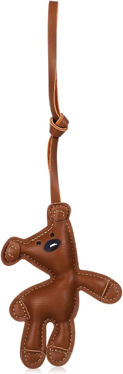 Thijox - Bruine Beer Zakhanger Sleutelhanger - Schattige Beer Tashanger van PU Kunstleer - Donkerbruin - Perfecte Charms voor Kinderen, Dames, Auto en