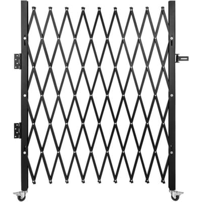VEVOR Enkele veiligheidspoort, vouwdeurpoort, accordeonveiligheidspoort van staal, uitschuifbare veiligheidspoort van  190 × 131 cm(W × H), 360° rolbarrièrepoort, schaarpoort of deur met hangslot