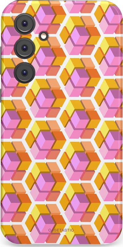Casetastic Hoesje Geschikt voor Samsung A35 - Stijlvolle Beschermende Duo-layer Case - Pastel Hex Kunst
