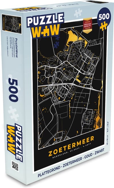 Puzzel plattegrond - Zoetermeer - Goud - Zwart - Legpuzzel - Puzzel 500 stukjes - Stadskaart