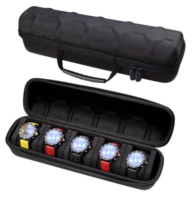 Horloge reis doos - voor 5 stuks - horloge etui - horloge travel case - opbergdoosje - horloge houder - horloge doos - vakantie - vliegen - horloge opberg koffer - horloge opberg doos