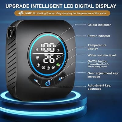 Camping Douche met Pomp – 8000mAh Draagbare Oplaadbare Campingdouche – 5 Snelheden & Temperatuurweergave – Voor Kamperen, Wandelen & Huisdieren
