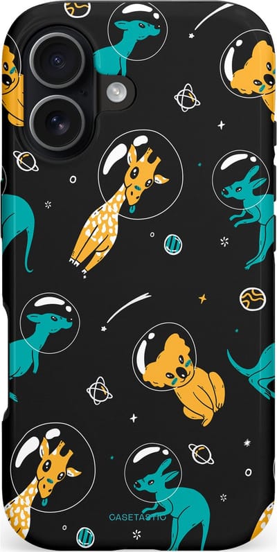 Casetastic hoesje geschikt voor Apple iPhone 17 - MagSafe - Dubbellaagse bescherming - Donkere Ruimte Safari - Fashion Case - Zwart Petrol