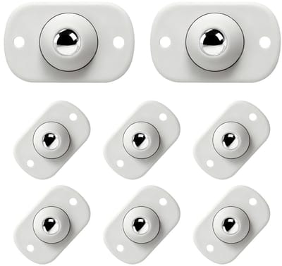Mini Wielen met Zelfklevende Ballen voor Keukenapparatuur - 360° Draaibare Universele Wielen voor DIY, Afvalbakken en Opbergdozen, Geschikt voor Kleine Apparaten (8, Wit)
