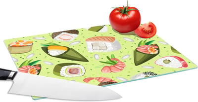 Glazen Snijplank - 28x20 - Patronen - Sushi - Japan - Groen - Snijplanken Glas