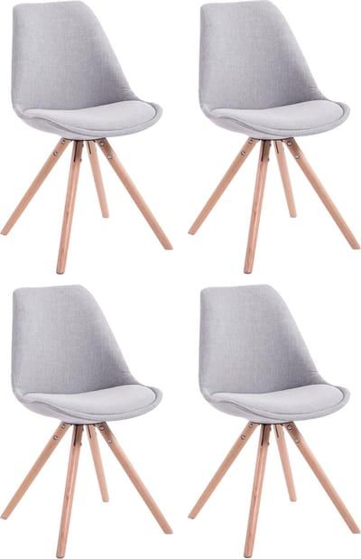 CLP Toulouse Set van 4 stoelen - Rond - Stof grijs natura