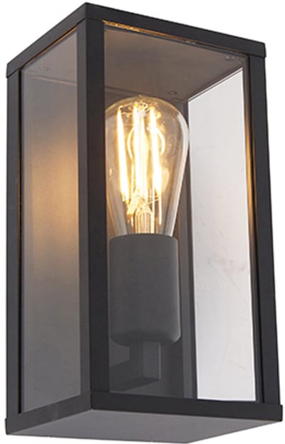 QAZQA charlois - Industriele Wandlamp voor buiten - 1 lichts - D 14 cm - Zwart - Industrieel - Buitenverlichting