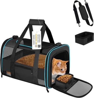 Grote huisdierdrager - Hondentas Kattenbak - Reizen met huisdier - Opvouwbaar en veilig - 50x33x33 cm - Zwart