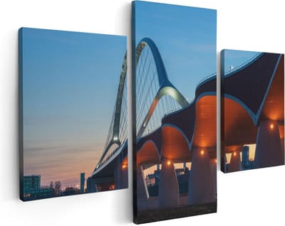 Artaza Canvas Schilderij Drieluik Oversteek Brug in Nijmegen - 90x60 - Foto Op Canvas - Canvas Print